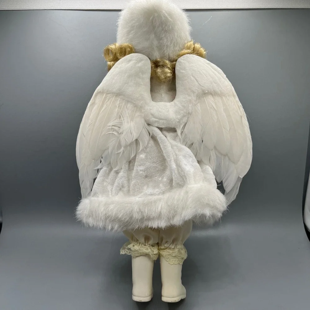 Angel Doll White‎ Porcelain Blonde Hair Wings Christmas Decoration Display
